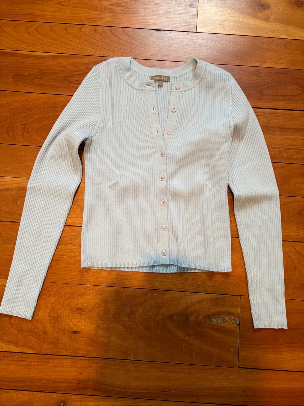 Lilla P Pale Blue Ribbed Button Cardigan